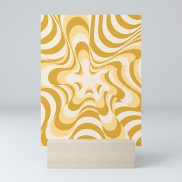 Abstract Groovy Retro Liquid Swirl Yellow Pattern Mini Art Print