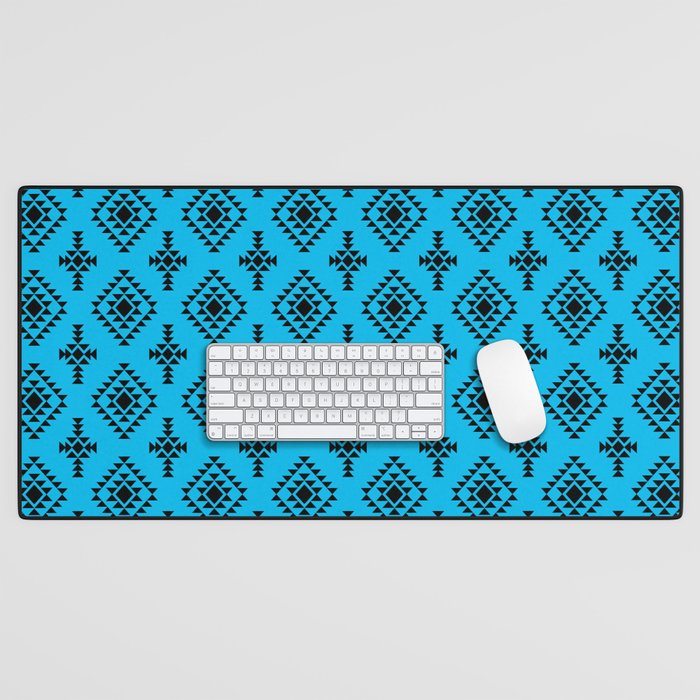 Turquoise and Black Native American Tribal Pattern Desk Mat