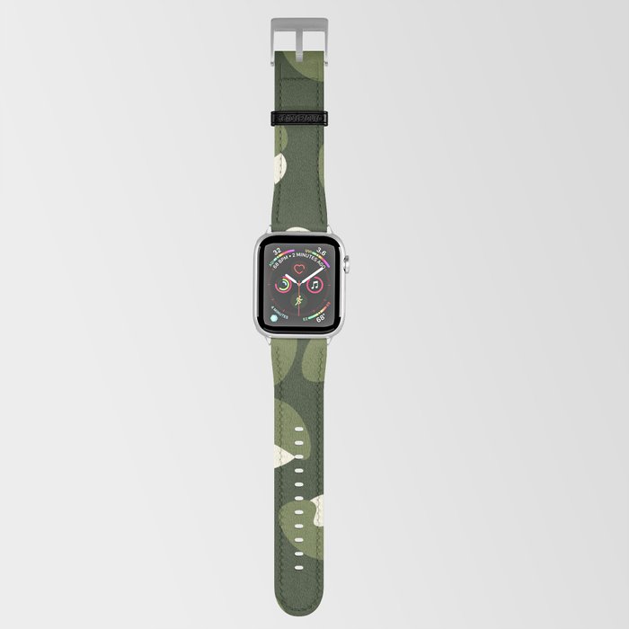 Abstract Seamless Leopard Print Pattern - Dark Olive Green and Cosmic Latte Apple Watch Band