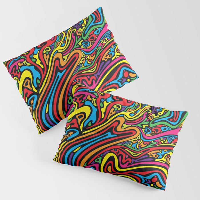 Psychedelic abstract art. Digital Illustration background. Pillow Sham