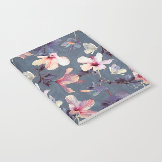 Butterflies and Hibiscus Flowers - a painted pattern Notebook