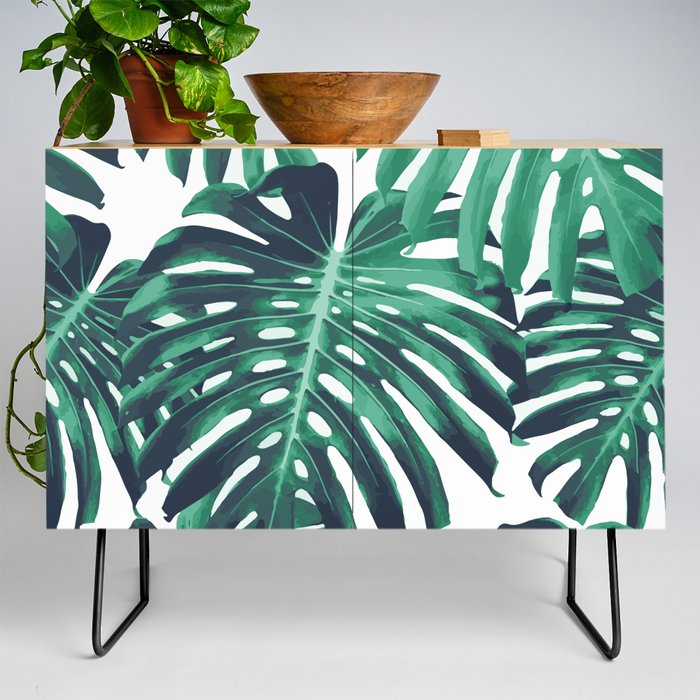 Green tropical leaves Credenza