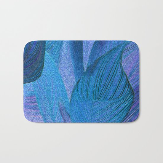 Exotic Leaves with Translucent Floral Pattern Bath Mat