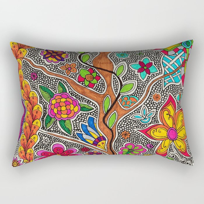 Trees and Flowers zentangle Rectangular Pillow