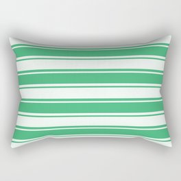 [ Thumbnail: Sea Green and Mint Cream Colored Pattern of Stripes Rectangular Pillow ]
