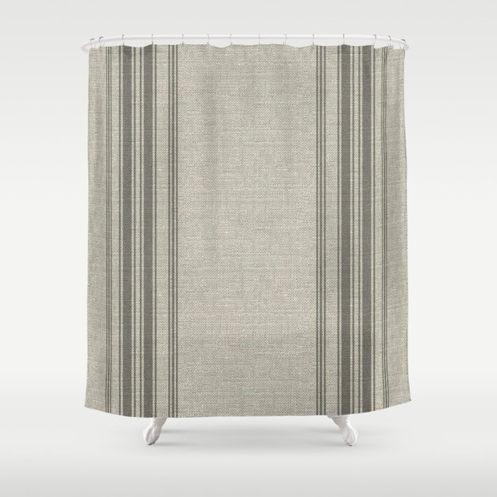 Farmhouse Linen Grey Rustic Grain Sack, Rustic Shower Curtain