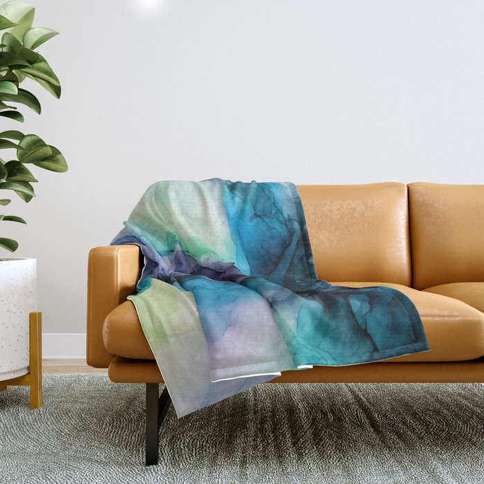 Sweet Pea Pastel Abstract Chaos | Calming Fluid Art Throw Blanket