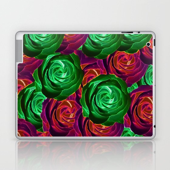 closeup rose pattern texture abstract background in red and green Laptop & iPad Skin