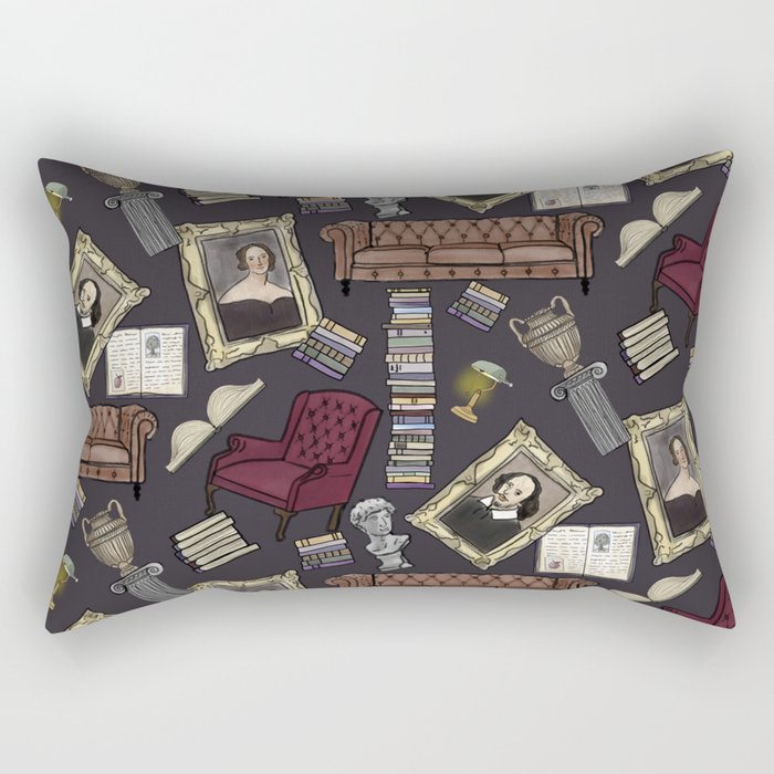 Dark Academia - In the Study on deep purple Rectangular Pillow