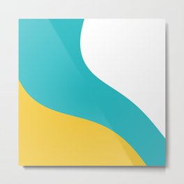 Simple Waves - Turquoise and Yellow Metal Print | Simpledesign, Colourful, White, Yellow, Laec, Turquoisewave, Chic, Brightart, Fresh, Digital 