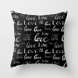 Words of Love // Black Throw Pillow