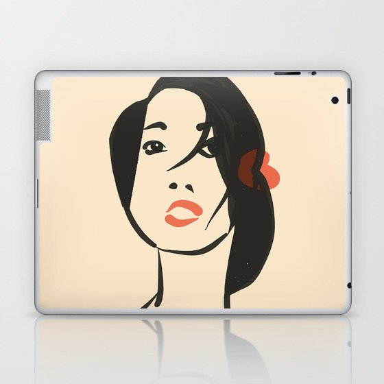 Girl with flower portrait Laptop & iPad Skin