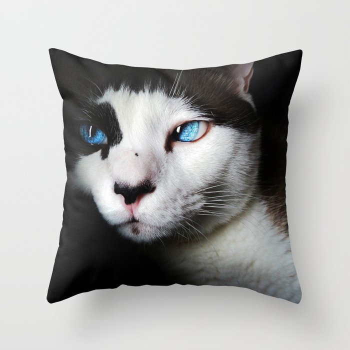 Cat siamese blue eyes Throw Pillow