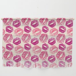 Pattern Lips in Pink Lipstick Wall Hanging