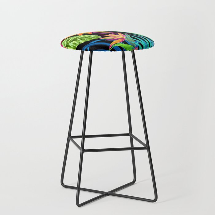 Drive You Mad Hibiscus Pattern Bar Stool