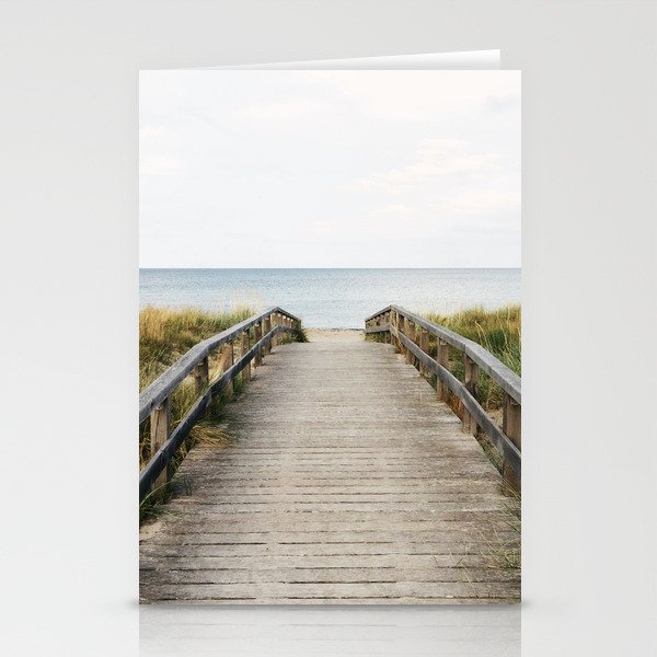 Wooden Ocean Bridge, Beach Walkway  Stationery Cards
