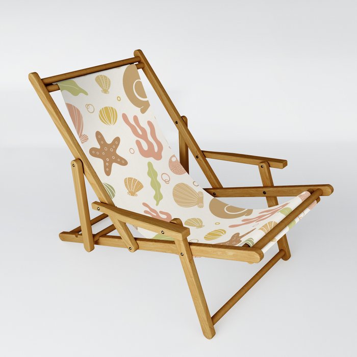 Marine Boho Earthy Pattern Ocean Seashell Sling Chair