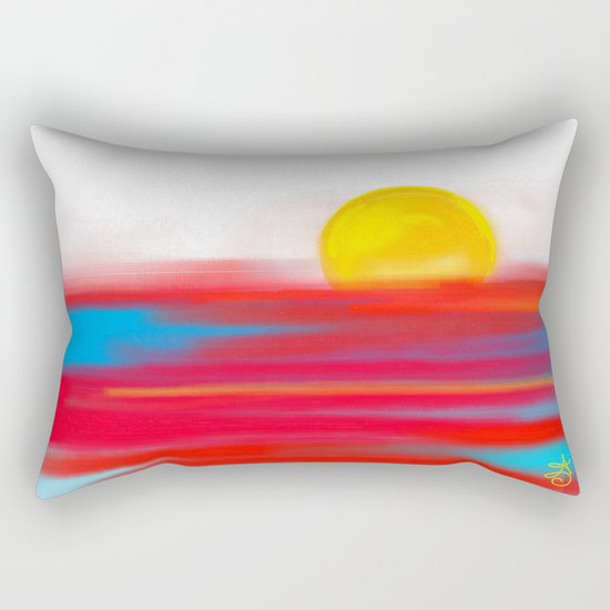 Sketchy Sun and Sea. Sunset and Sunrise Sketch Rectangular Pillow