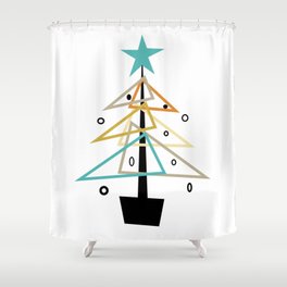 Retro Christmas Tree Mid Century  Shower Curtain