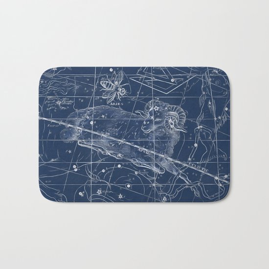 Aries sky star map Bath Mat