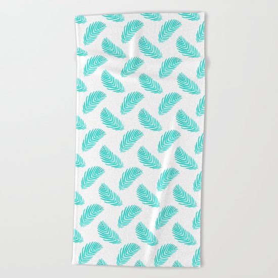 Palm Frond tropical summer watercolor painting leaf pattern house plants palm nature illustration Beach Towel