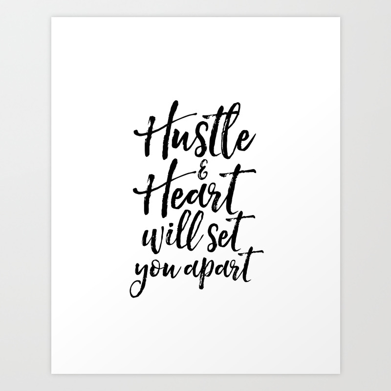 Give your work area a new look with this beautiful floral typography print Office d\u00e9cor for her Motivating art print Hustle