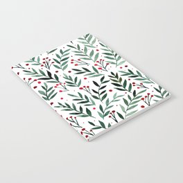 Festive watercolor branches - green and red Notebook