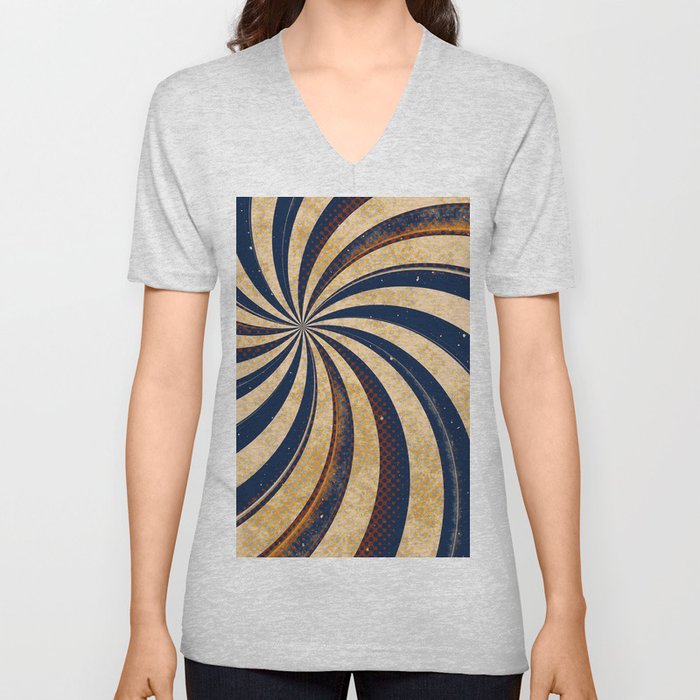 Retro Swirl V Neck T Shirt