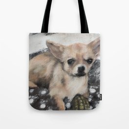 Biscuit, a cute baby chihuahua, a dog, puppy, pet, original sketch by Luna Smith, LuArt Gallery Tote Bag