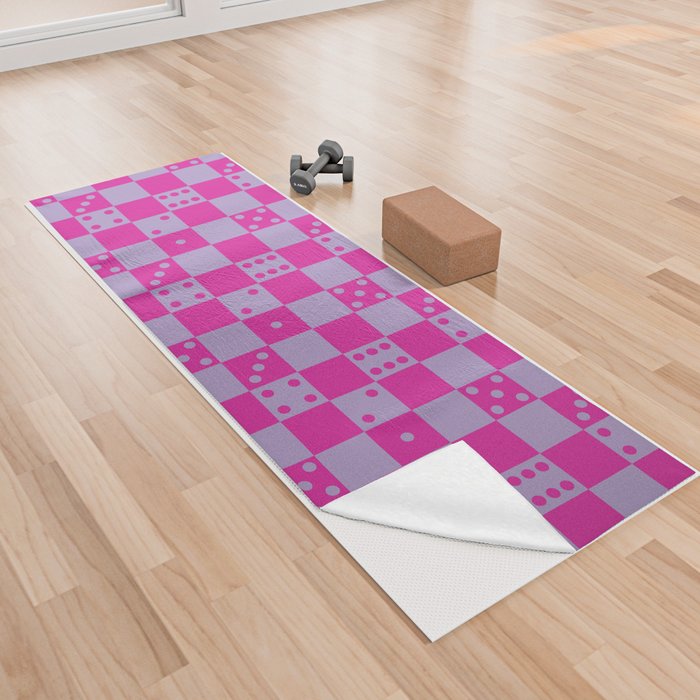 Checkered Dice Pattern \\ Y2K Colors Yoga Towel