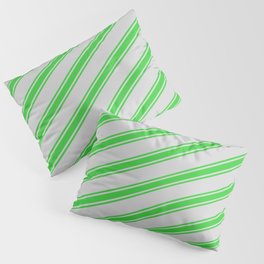 [ Thumbnail: Light Grey and Lime Green Colored Stripes Pattern Pillow Sham ]