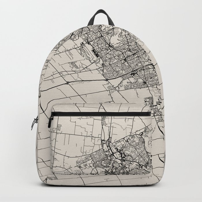 Canada, Kitchener - Black & White City Map - Detailed Map Drawing Backpack