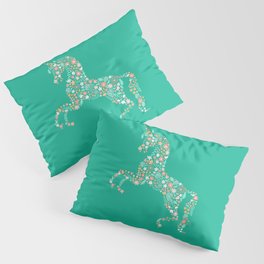 Floral Unicorn in Teal Pillow Sham