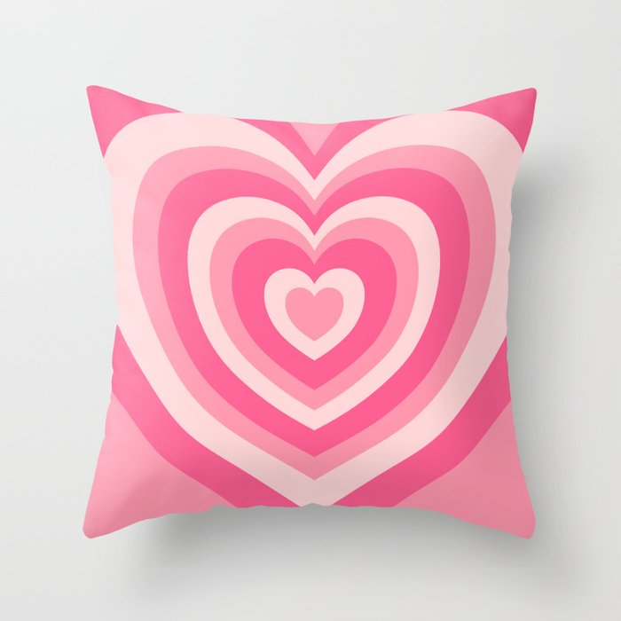 Hypnotic Pink Hearts Throw Pillow