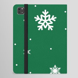 Green Christmas Vibes Pattern Crystal SnowFlakes iPad Folio Case