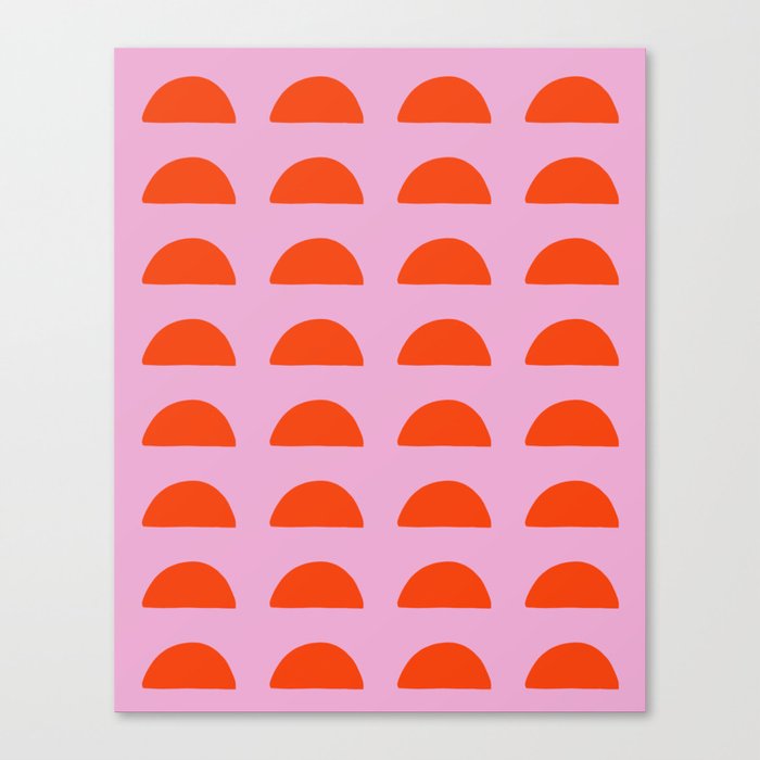 Hot Pink + Red Midcentury Modern Woodblocks Canvas Print