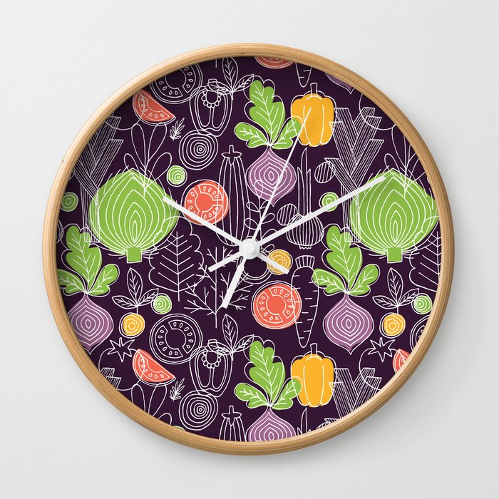 Vegetable Pattern Scandinavian Design Wall Clock