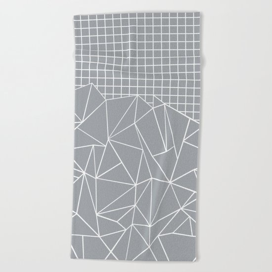 Abstract Outline Grid Grey Beach Towel