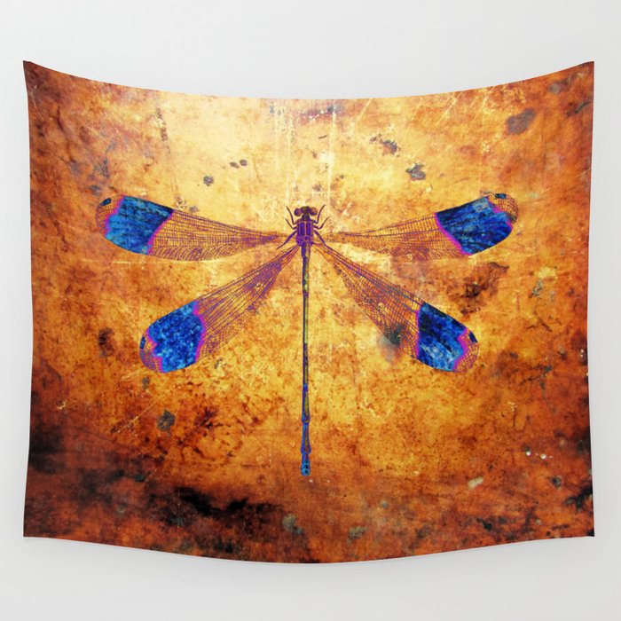 Dragonfly in Amber Wall Tapestry