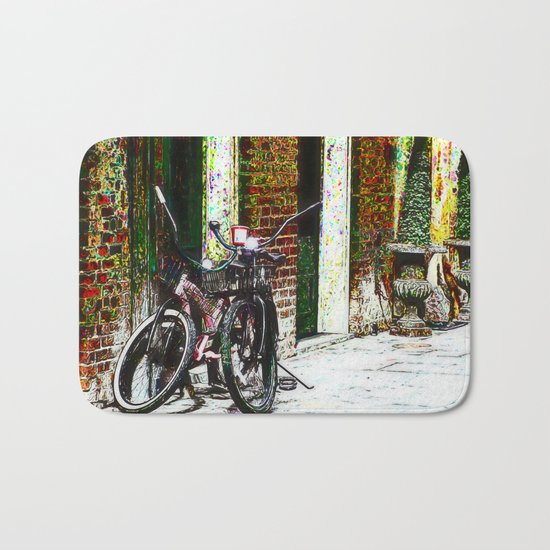Two Bicycles In the Alley Bath Mat