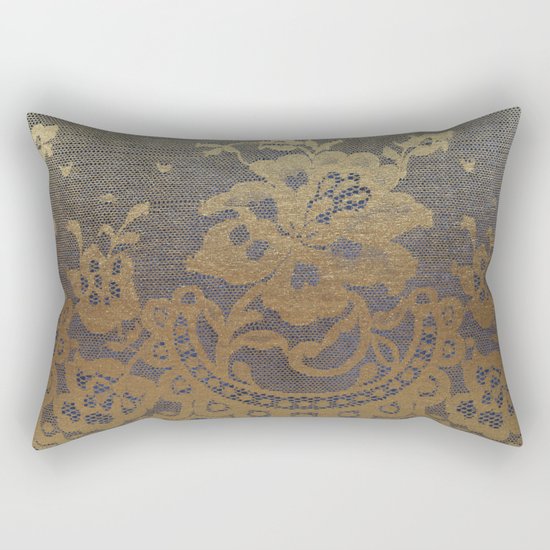 Blue Lace Velvet Rectangular Pillow