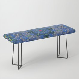 Antique Moroccan Midnight Flowers Bench