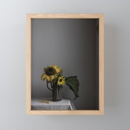 Still life Sunflowers on striped vase Framed Mini Art Print