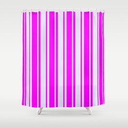 [ Thumbnail: Fuchsia & Lavender Colored Pattern of Stripes Shower Curtain ]