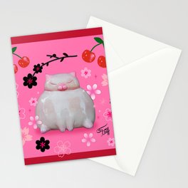 Sumo Kitty on Pink Stationery Card