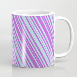 [ Thumbnail: Powder Blue & Orchid Colored Lined Pattern Coffee Mug ]