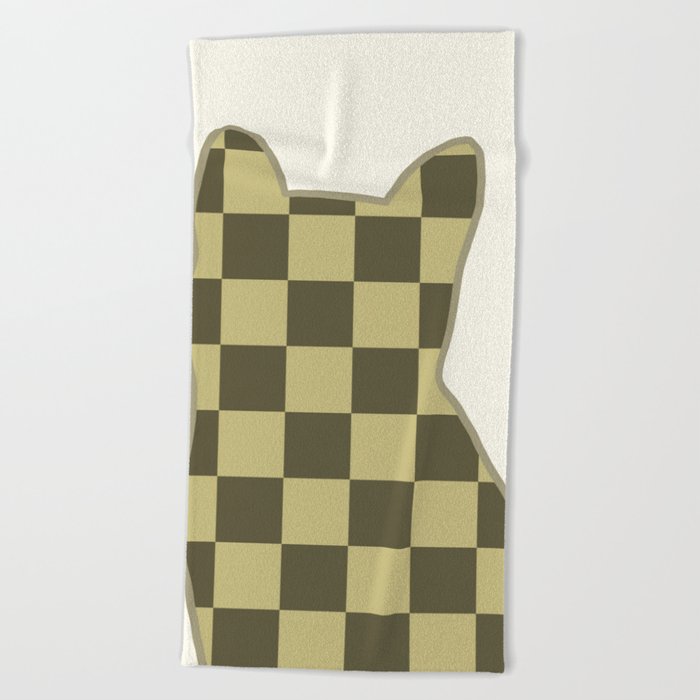 Checked cat meow 2 Beach Towel