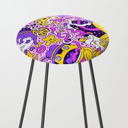Colorful Funky 90s Smiley Trip Sketch Doodle Counter Stool