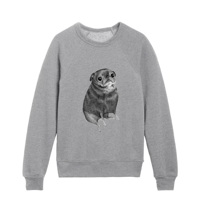 Sweet Black Pug Kids Crewneck