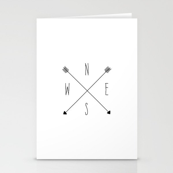 Compass - North South East West - White Stationery Cards by Boelter Design  Co.